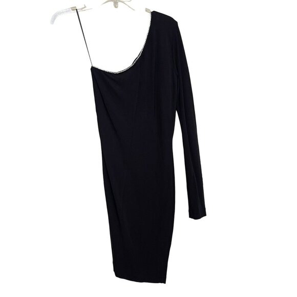 Just Cavalli $530 Black Rhinestone Trim One-Shoulder Mini Dress Sz 38 XS NWT - Picture 3 of 7